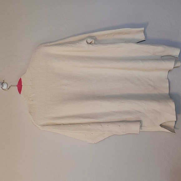 Velvet Heart Woven Ivory Pom Pom Cardigan Open Front Textured Dolman Sle… - Picture 9 of 12